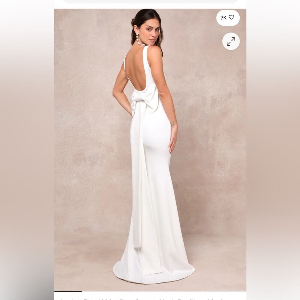 Lulus Loving Fate White Bow Square Neck Backless Maxi Dress White Size XS - Picture 2 of 6